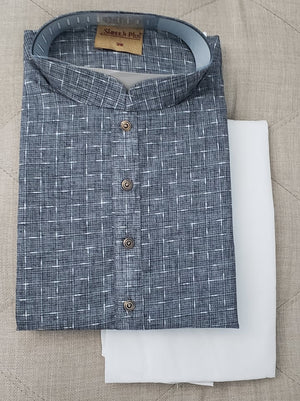 Size 38 Charcoal Black Shade Kurta Pajama Set-Cotton Design KPS# CBSC 302