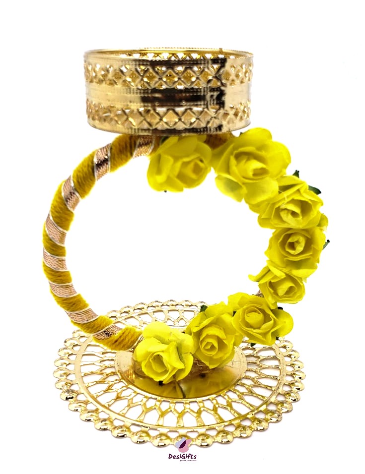 Candle Holder with O Ring & Roses, CHM#227