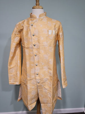 Sherwani Style Kurta Pajama Designer Set-Silk, Design SDS# PYLS 274