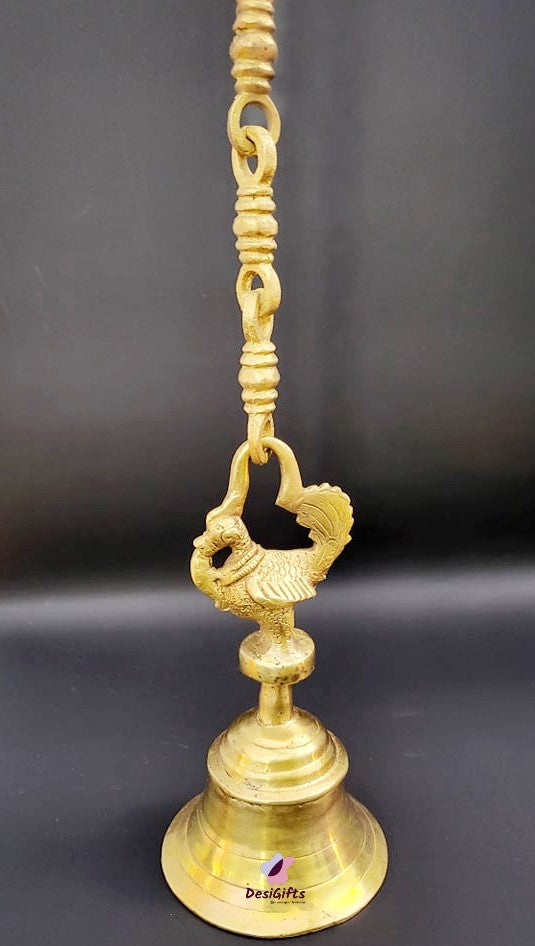 Indian Temple Brass Hanging Peacock Brass Decorative Bell, HGBB - 182