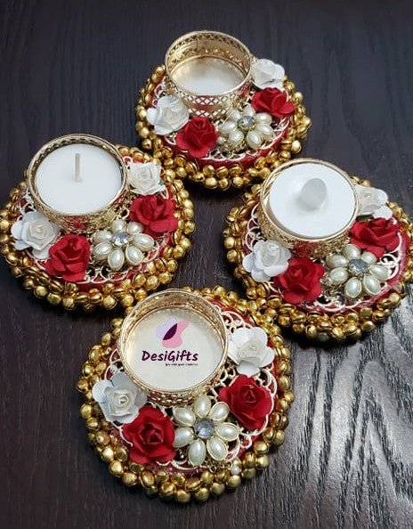 Candle Holder with Golden Bells & Roses, CHM#209