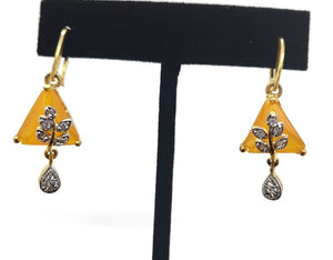 Gold Plated Stone Studded Earrings, ER# 441