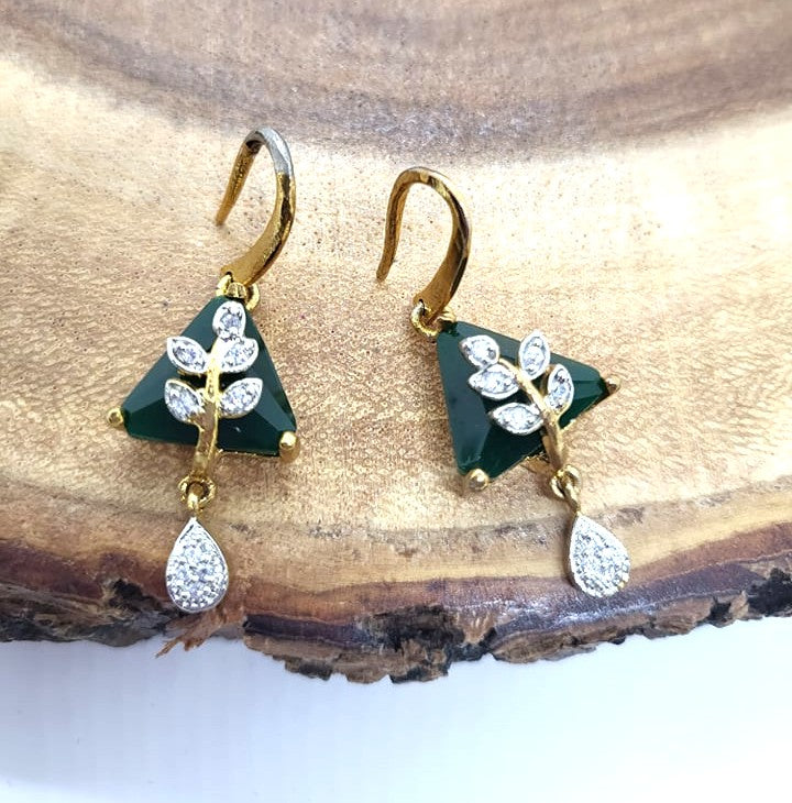 Gold Plated Stone Studded Earrings, ER# 441