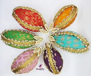 Shagun Nariyal/Hand Decorated Coconut , Assorted Colors, HDC# 202