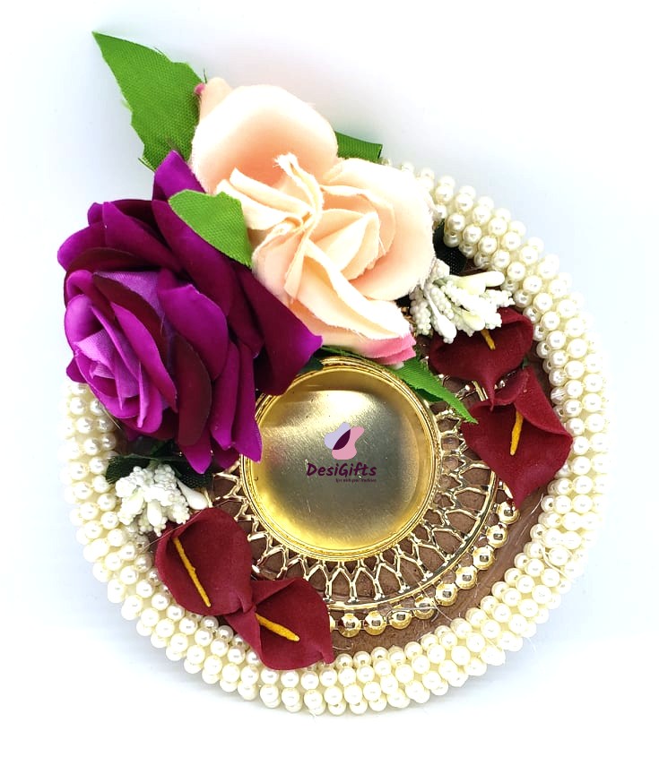 Candle Holder with Pearls & Roses, CHM#210