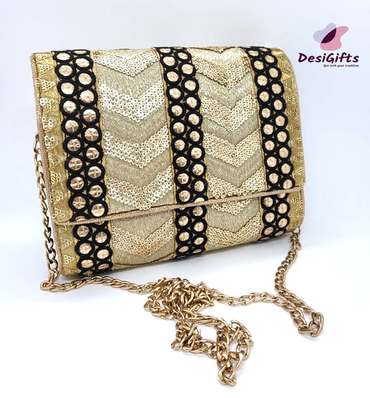 Handcrafted Clutch Handbags with Sling Chain,  HBS#410