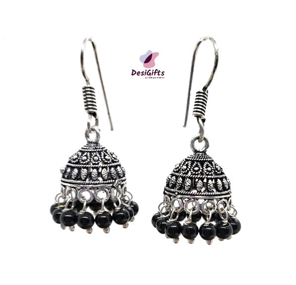 Oxidized German Silver Jhumka Earrings, Multiple Colors, ER#429