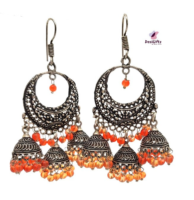 Peacock Triple Jhumka (Ge4502) – Nakoda Payals