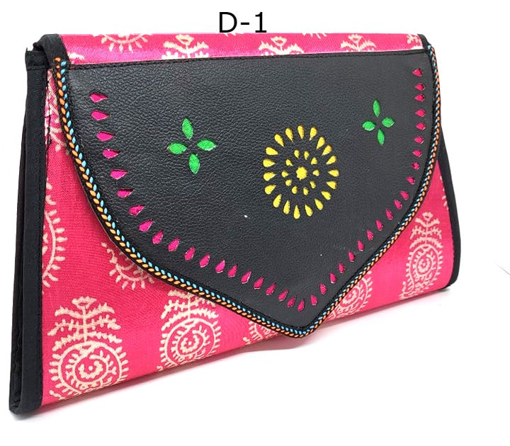 Ethnic Clutch Indian Purse, Hand made Clutch handbag with Intricate flap design, HBS# 413