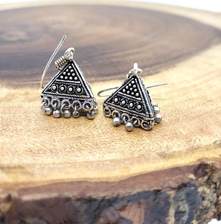Oxidized German Silver Triangle Small  Jhumka Earrings,, ER#428