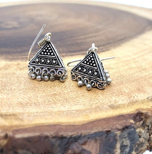 Oxidized German Silver Triangle Small  Jhumka Earrings,, ER#428