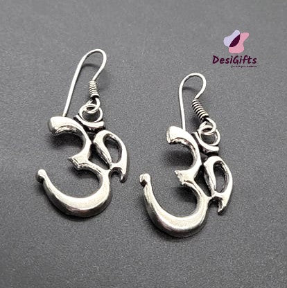 OM Symbol Silver Disc Drop Earrings | Irish Jewellery – Lu and Mol