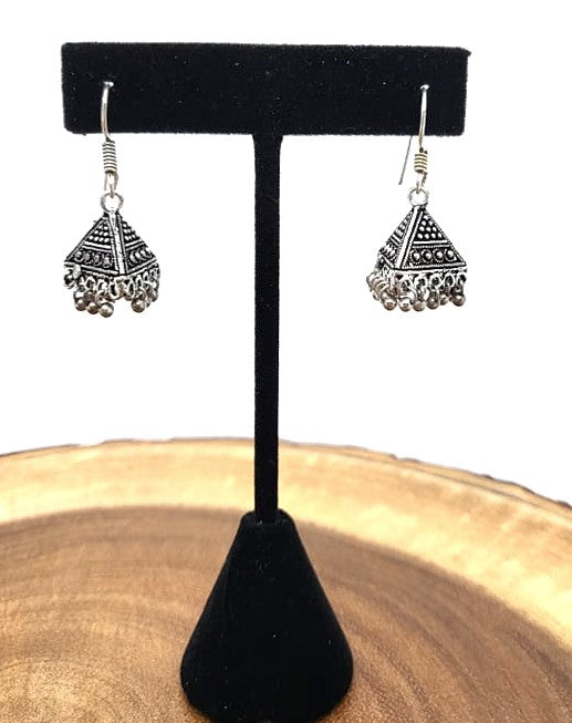 Oxidized German Silver Triangle Small  Jhumka Earrings,, ER#428