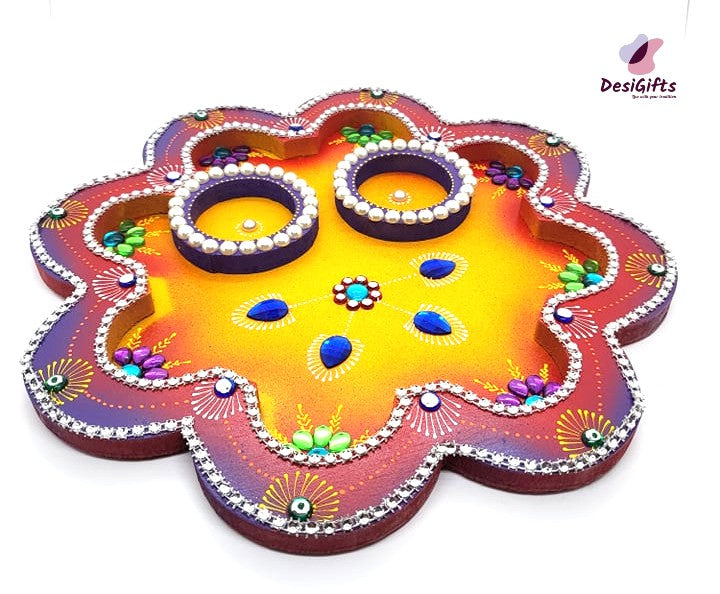 Decorative Wooden Pooja Thali/Plate, POJ# 494
