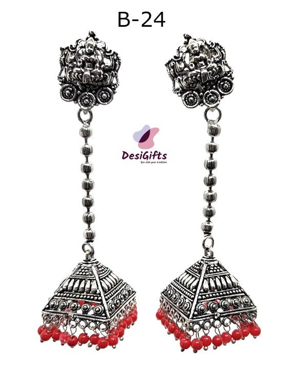 Buy Antico Traditional Festive Black Color Pearl Oxidized Big Jhumka  Earrings for Girls Online at Best Prices in India - JioMart.