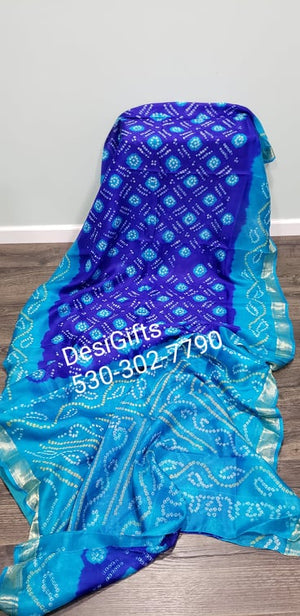Handwoven Silk Bandhani Style Saree, Design SARI# 402