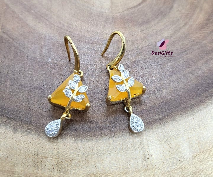 Gold Plated Stone Studded Earrings, ER# 441