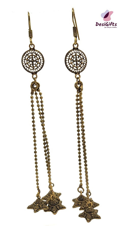 Alloy Cast Round Ladies Oxidized Golden Earrings, For Casual Wear, Size:  2inch at Rs 30/pair in Rajkot