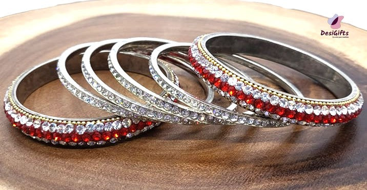 Traditional Stone Studded Bracelet Bangle Set, Size 2.6", BGL#506
