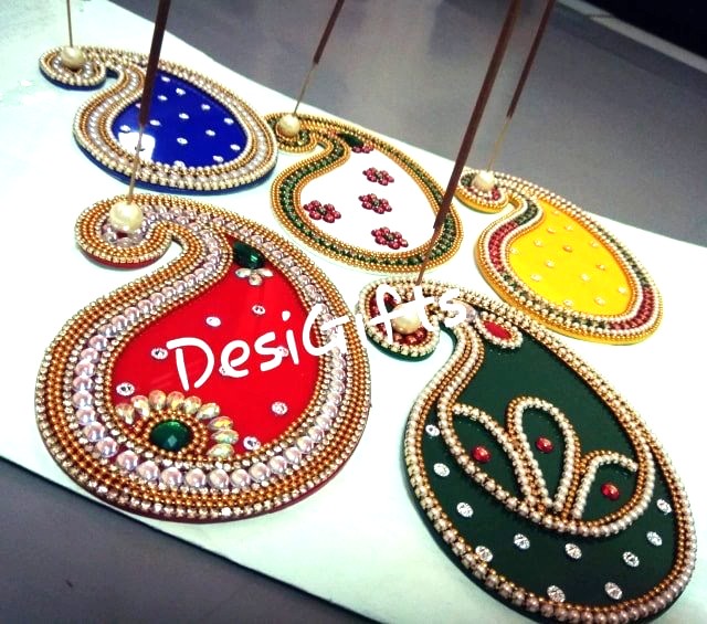 Decorative Pearl Designed Incense holder, Assorted Colors, IHS#493