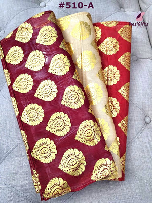 Handmade Barcode Golden/Bandini Sari Bag & Cover, Assorted Colors, WSC#510