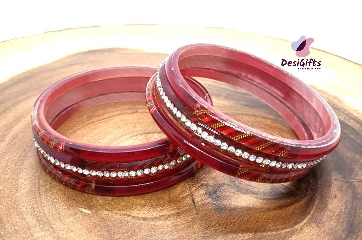 Silk Threded Bangles, Kangan Set of 2, Size 2.8", BGL#505