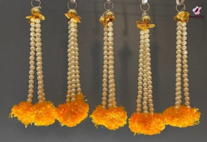 Marigold Flower with Pearl Strings, Set of 2, HDR#529