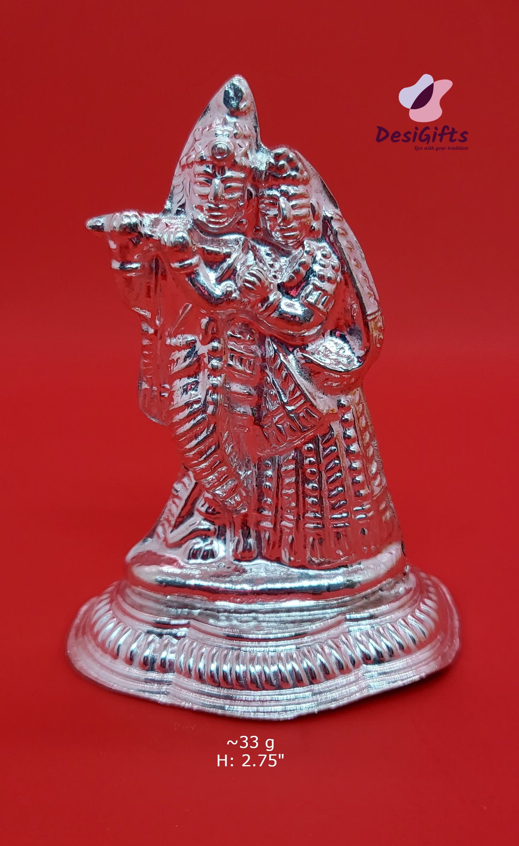 Pure Silver Idol of Radha Krishna Ji, 33g, SLD# 548