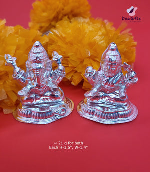 21g Fine Silver Idol of Lord Lakshmi-Ganesha, SLG# 534