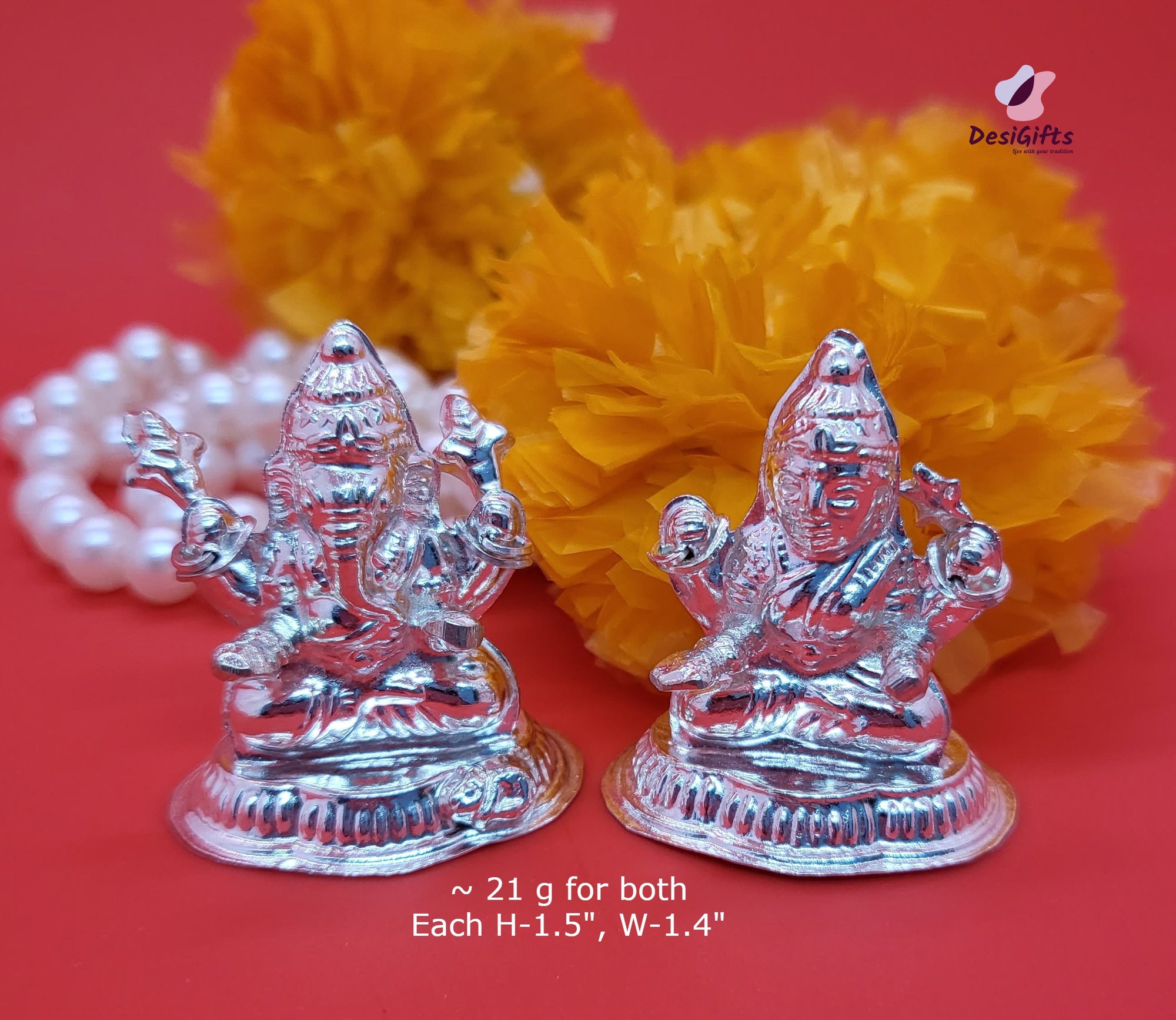 21g Fine Silver Idol of Lord Lakshmi-Ganesha, SLG# 534