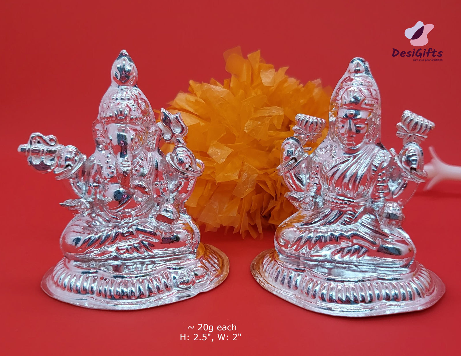 40g Fine Silver Idol of Lord Lakshmi-Ganesha, SLG# 543