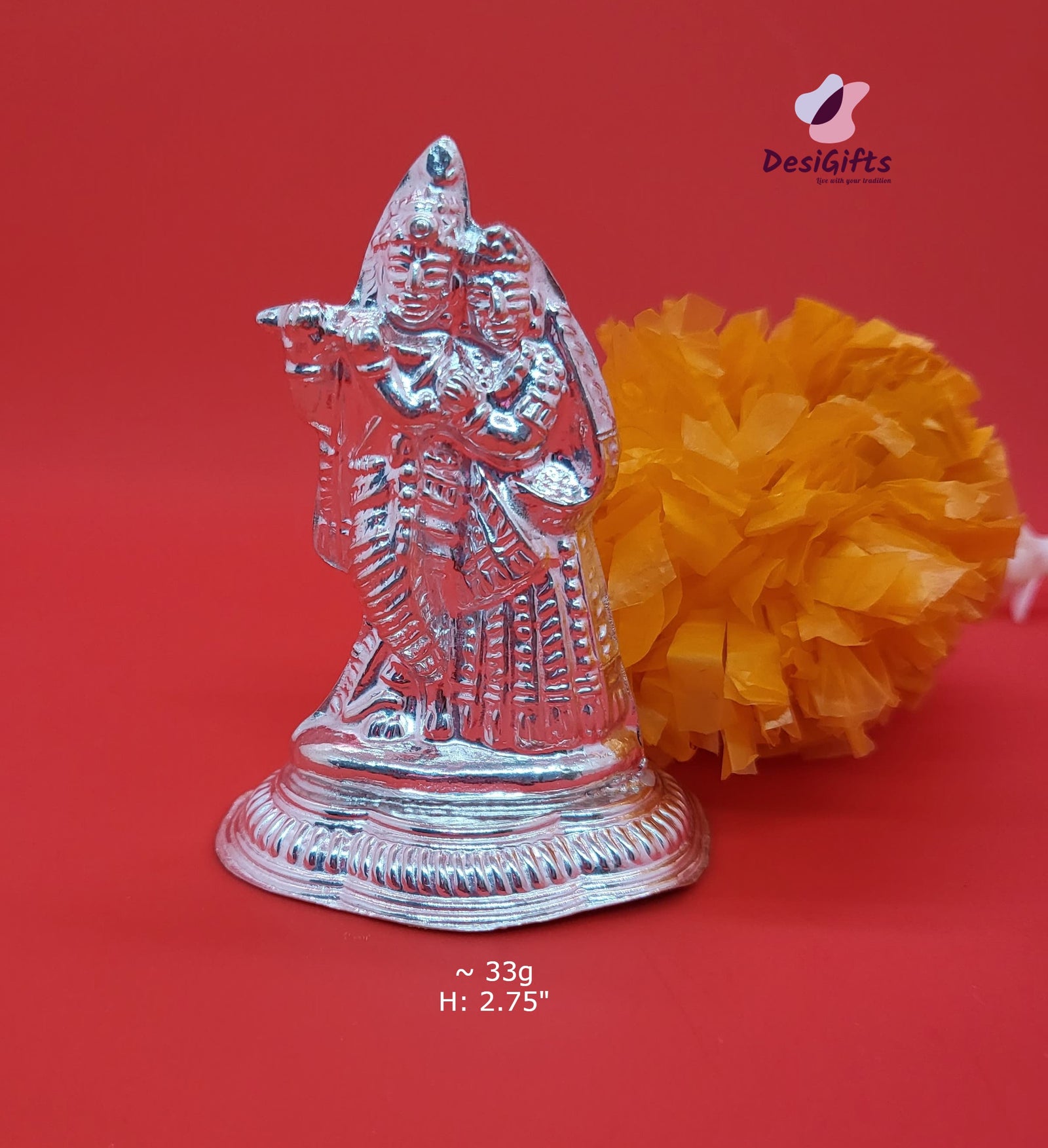 Pure Silver Idol of Radha Krishna Ji, 33g, SLD# 548