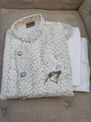3 Piece Kurta Pajama with Jacket style Set-Silk Design TPP# WTBS 278