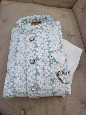 3 Piece Kurta Pajama with Jacket style Set-Silk Design TPP# WTTS 279