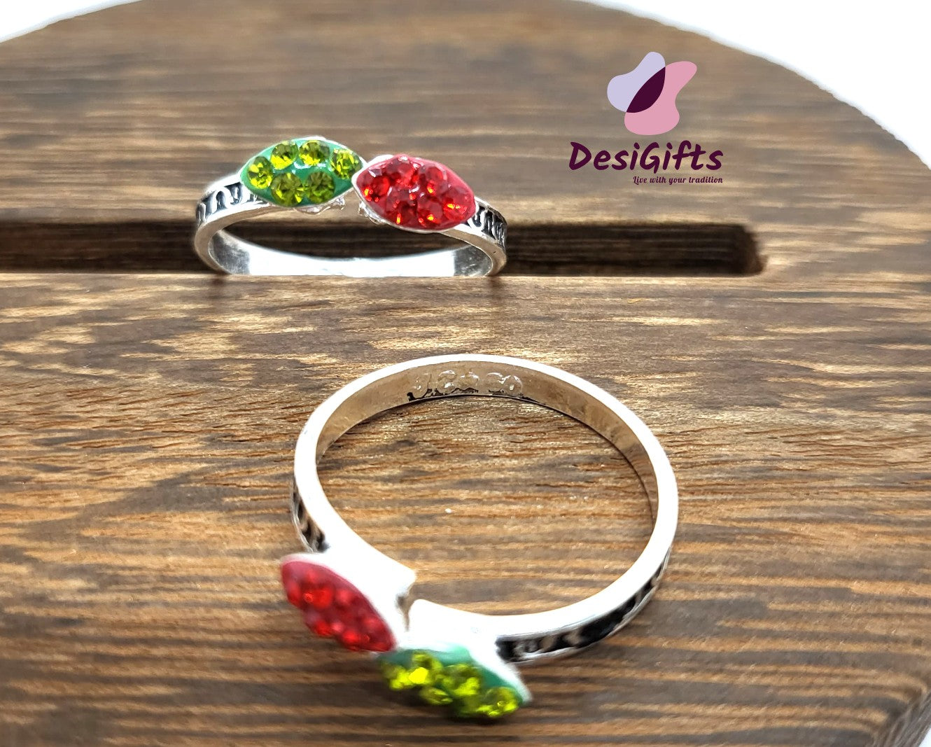 Adjustable Pure Silver Toe Rings with Studded Stones, SLTR# 622