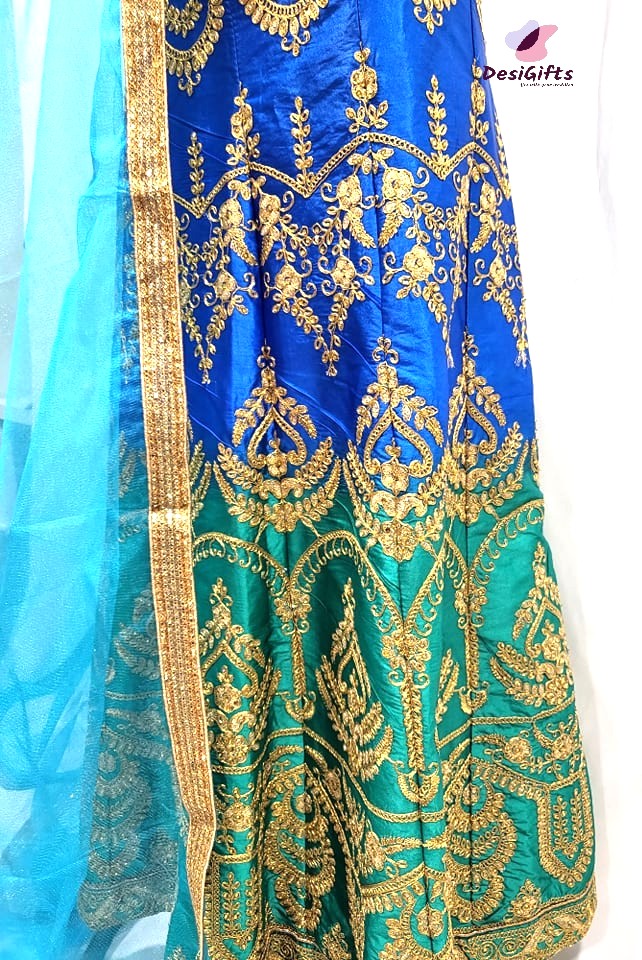 Royal Blue and Gold Embroidered Off Shoulder Lehenga | Lehenga designs  simple, Lehnga dress, Dress indian style