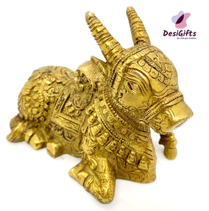 Nandi Brass Statue, 6inch Idol, NAN 891