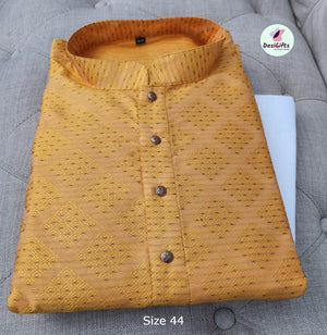 Canary Yellow Kurta Pajama Set-Cotton Silk Design KPS# CYDS 242