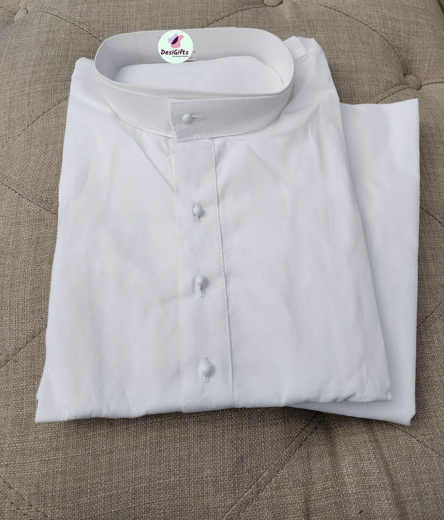 Plain White Kurta Pajama Set -Cotton Design- WHT 929