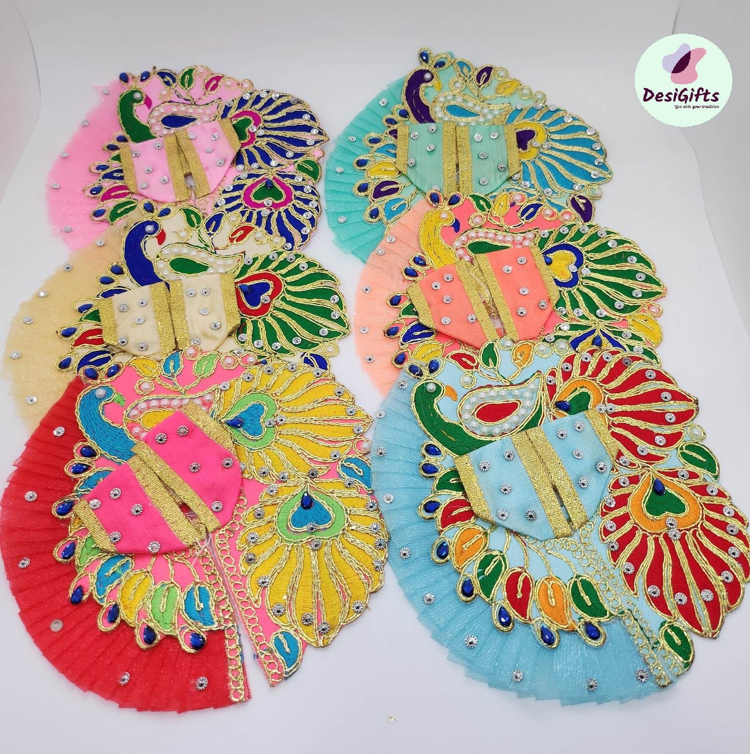 Peacock Pearls Bal Gopal ji Krishna Poshak in Size 2, RKF# 950