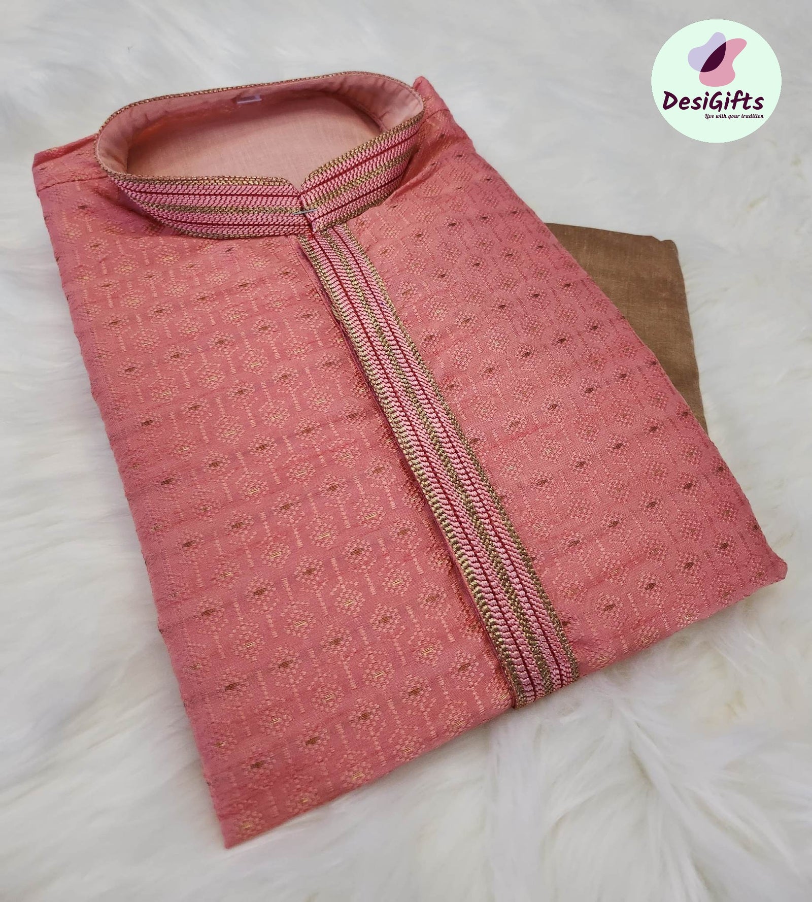 Size 38 Cotton Silk Kurta Pajama Set, KPS- 825