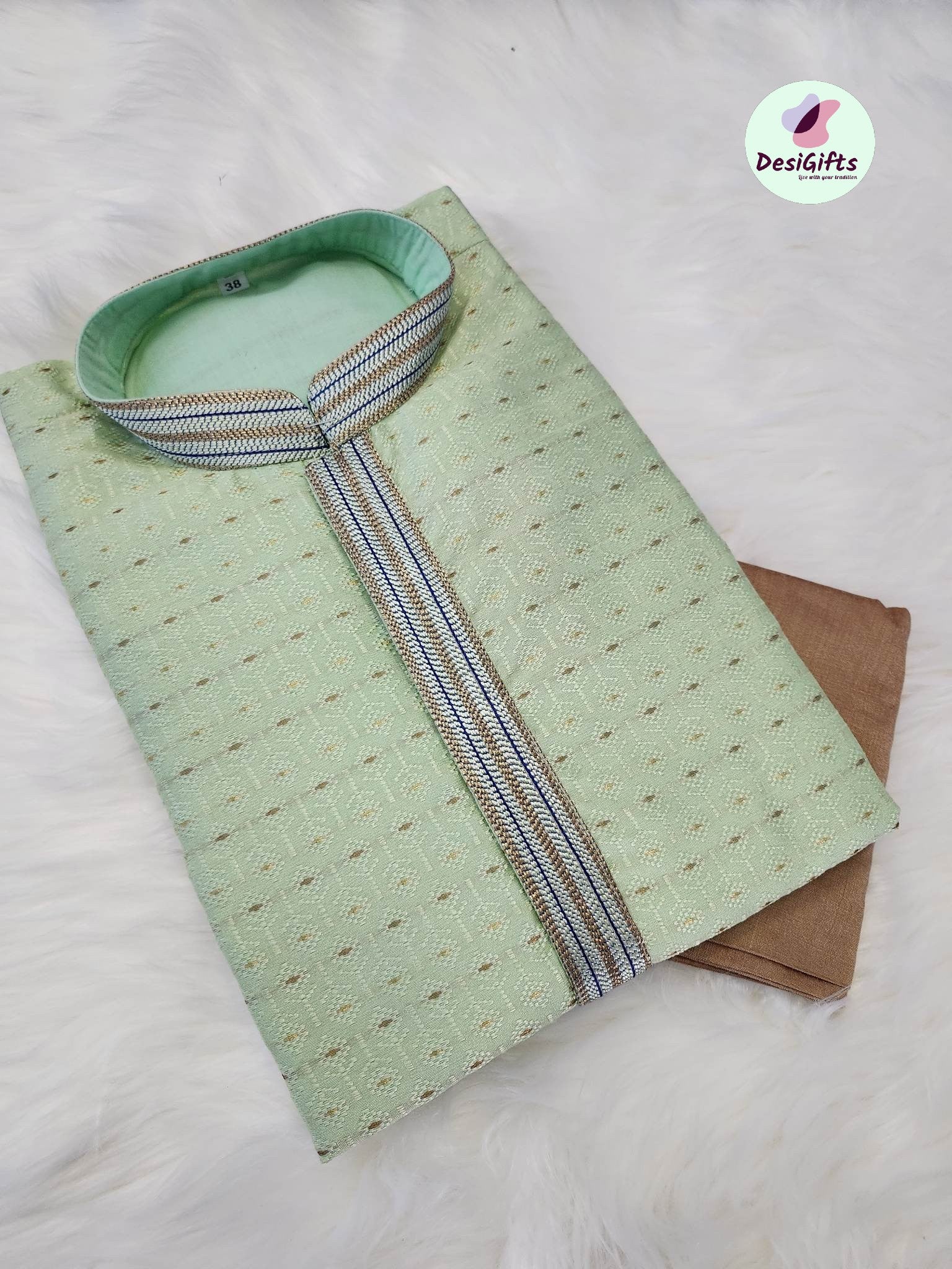 Size 38 Cotton Silk Kurta Pajama Set, KPS- 825
