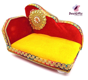 Wooden & Soft Fabric Krishna Aasan, Singhasan, Throne for Laddu Gopal, KRS# 676