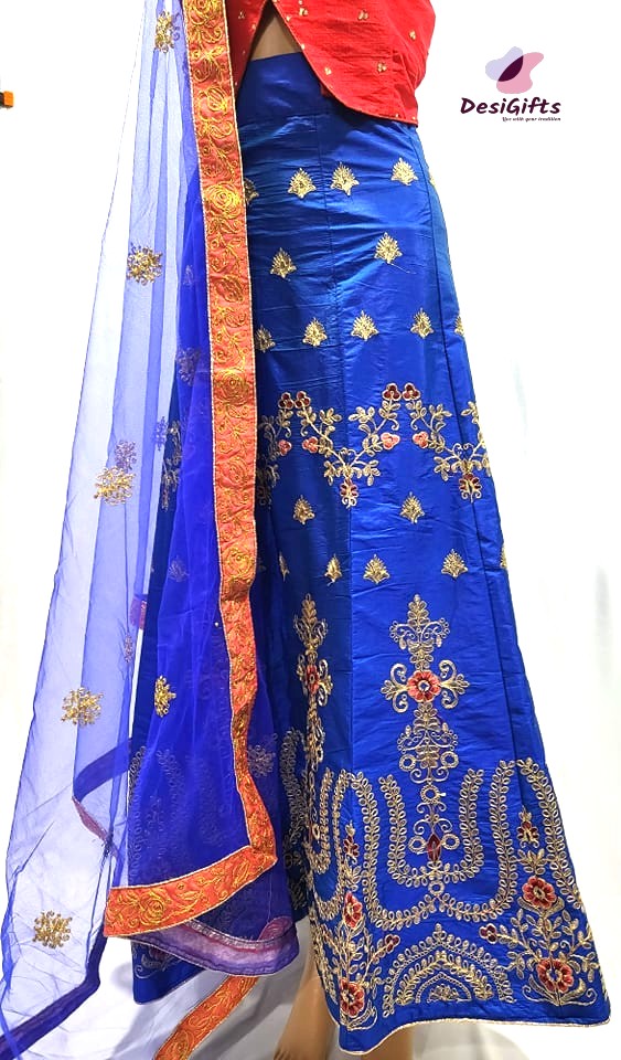 Blue Shades Silk Umbrella Lehenga Choli Elegant Dress, Design LHG #463
