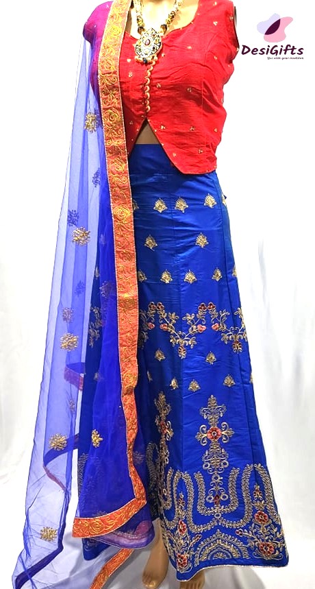 Blue Shades Silk Umbrella Lehenga Choli Elegant Dress, Design LHG #463
