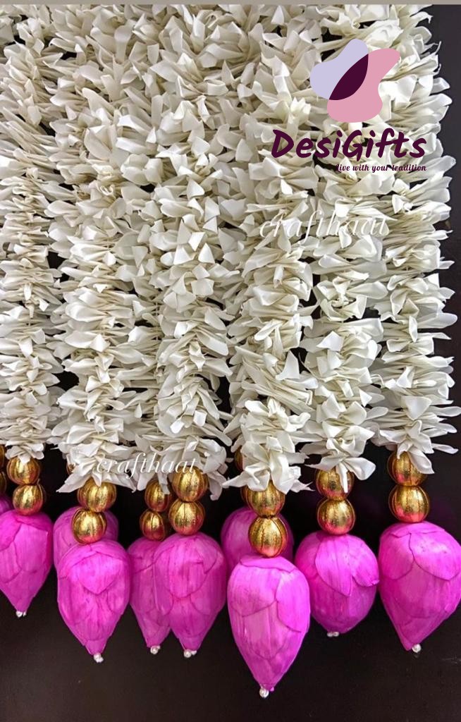 14" Lotus Buds Mogra Strings Wall hanging Decor, Set of 2, HDR#703