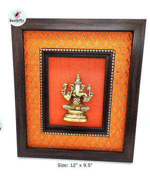 Handcrafted Ganesh Brass Hanging on Silk Frame with 3D Effect, BFD- 906