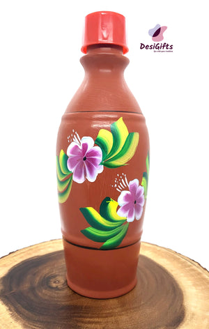 Handmade 11" Clay Water Bottle, Assorted Designs, CPT#517