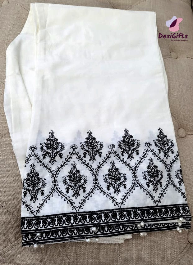 Palazzo Pants with Bottom Embroidery, Design WMN #522