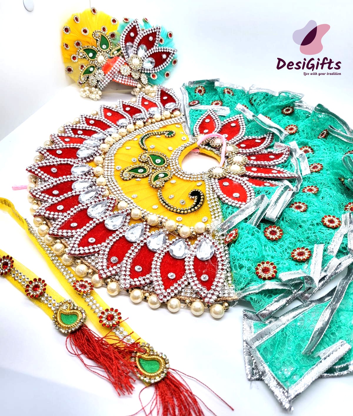 Amazon.com: SKYSHOPPINGHUB Laddu Gopal Ji Krishna Ji Thakur Ji Dress 1 Pcs  with Jewelry Set and Pagdi 1Pcs Size 1 No Multicolor & Design : Home &  Kitchen